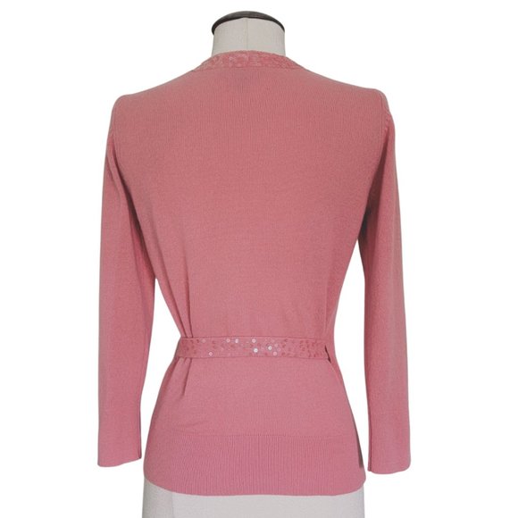 Bebe Pink Cashmere & Sequin Wrap Sweater - Picture 3 of 6